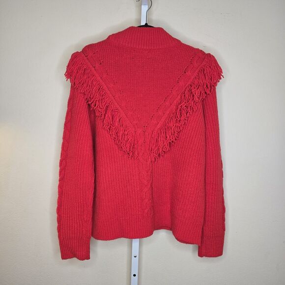 Tuckernuck Red Fringe Caswell Sweater Size XL Wool Blend Knit - Picture 2 of 11
